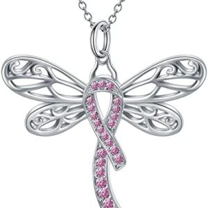 AOBOCO Sterling Silver Cancer Awareness Necklace Cancer Survivor Gifts for...