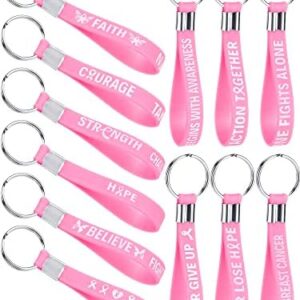 Sureio 120 Pcs Breast Cancer Awareness Silicone Key Chain Bulk Breast...