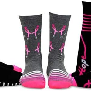 Pink Ribbon Breast Cancer Awareness Socks Knee High Crew Lowcut Women Gift...