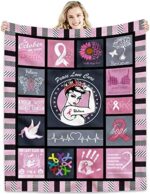 Breast Cancer Awareness Survivor Gifts for Women Throw Blanket 60"x 50"...