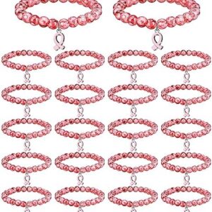 Huquary 24 Pcs Breast Cancer Awareness Bracelet Inspirational Beaded...