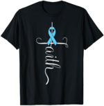 Prostate Cancer Awareness Light Blue Ribbon Faith Survivor T-Shirt